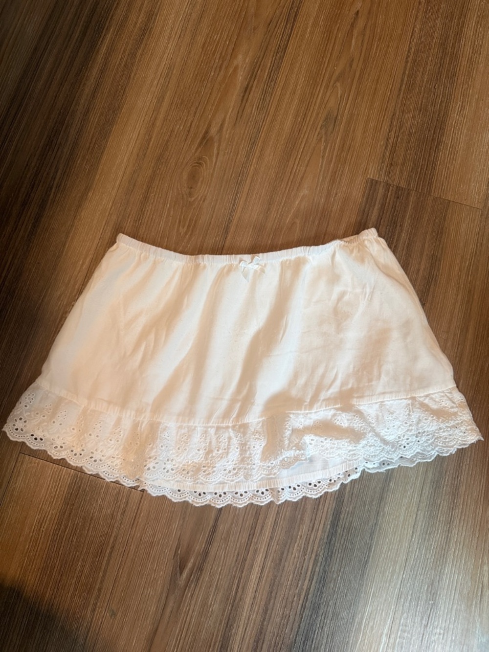 Edikted White Lace-Trim Mini Skirt Slip